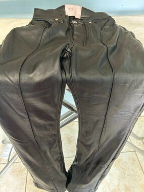 Revice Denim Black Leather Seam Pants size 24